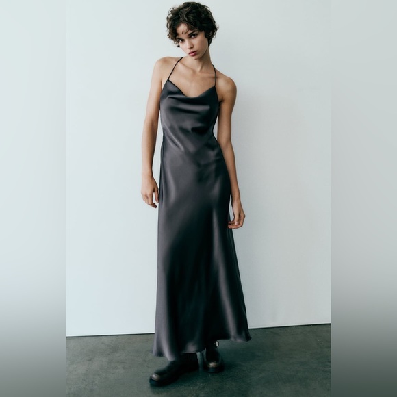 SATIN EFFECT SLIP DRESS - Picture 1 of 4
